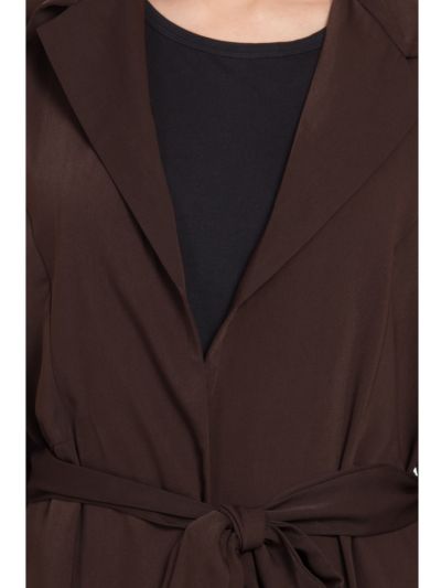 Full Sleeves Long Jacket with Matching Fabric Belt