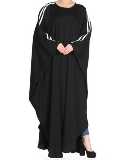 Black Nida Kaftan With White Contrast