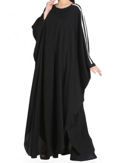 Black Nida Kaftan With White Contrast