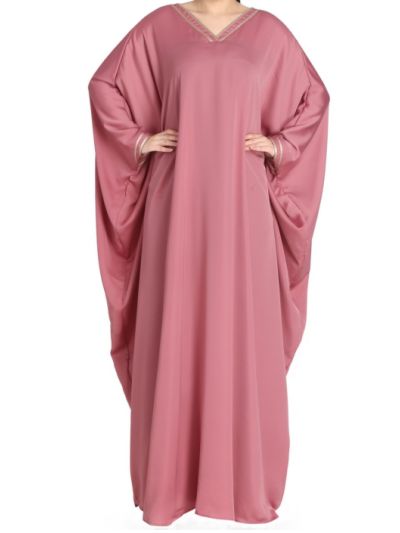 Pink Kaftan With Golden Contrast