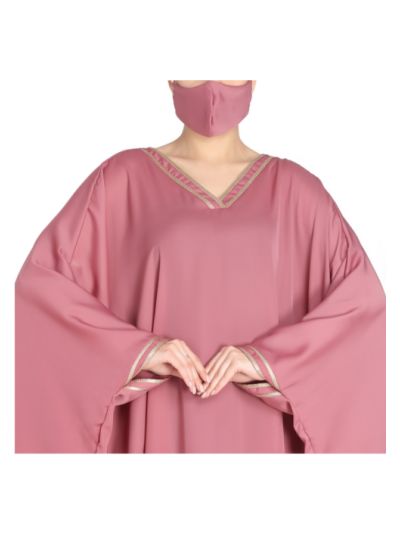 Pink Kaftan With Golden Contrast