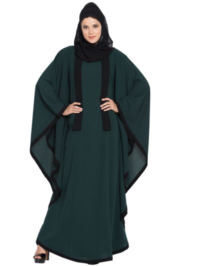 Black Kaftan Abaya with Grey Borders