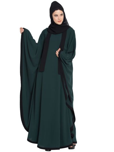 Black Kaftan Abaya with Grey Borders