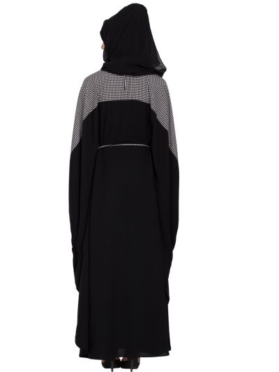 Dual Color Kaftan Abaya With Designer Sleeves & Belt
