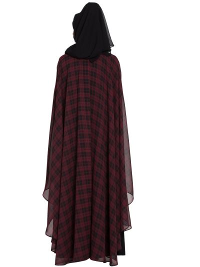 Two Pieces Set of Black Inner Abaya & Georgette Kaftan