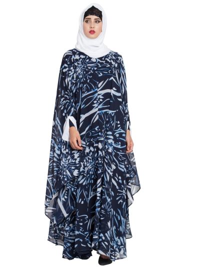 Two Pieces Set of Black Inner Abaya & Georgette Kaftan