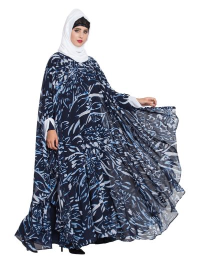 Two Pieces Set of Black Inner Abaya & Georgette Kaftan