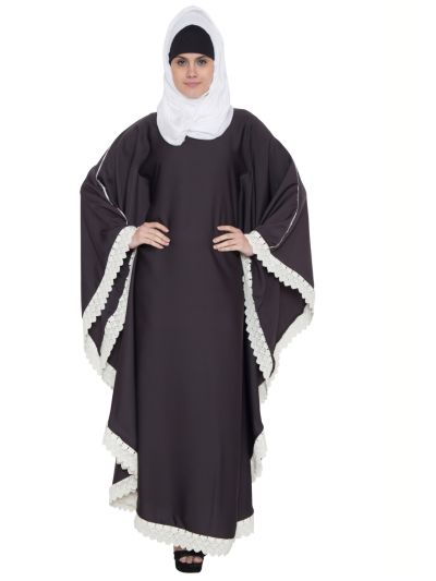 Kaftan Abaya With White Lace Borders