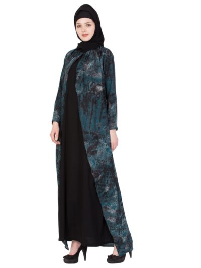 Black & Green  Double Layered Abaya