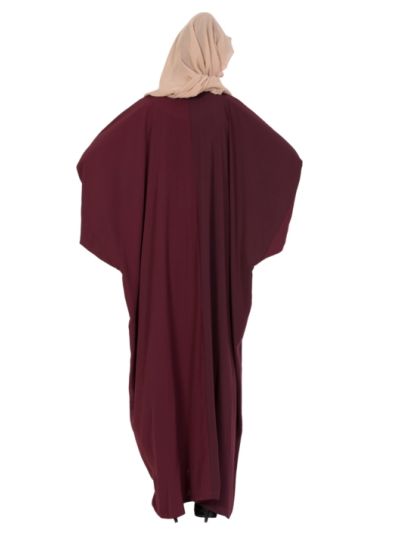 Maroon Embroidered Kaftan Abaya