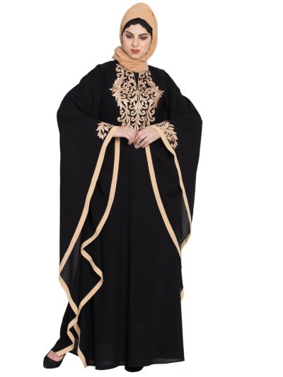 Golden Embroidered Farasha Kaftan Abaya