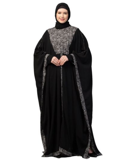 Free Size Elegant Kaftan Abaya Dual Color Animal Print