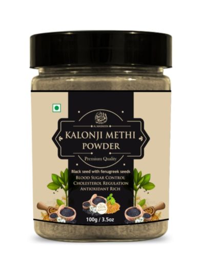 AL MASNOON Kalonji Methi Powder/ Black Seed With Fenugreek Seeds Powder/ 100% Natural/ 100g