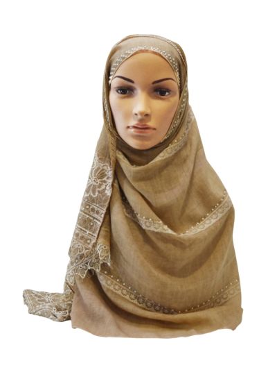 Hijabs With Lace And Stud Work 