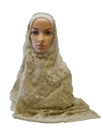 Floral Embroidery With Pearls Hijab