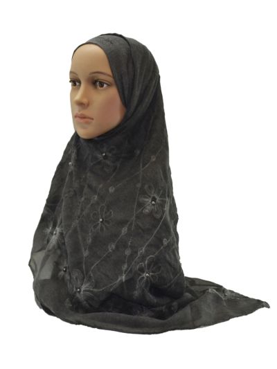 Floral Embroidery With Pearls Hijab