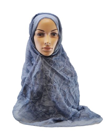 Floral Embroidery With Pearls Hijab
