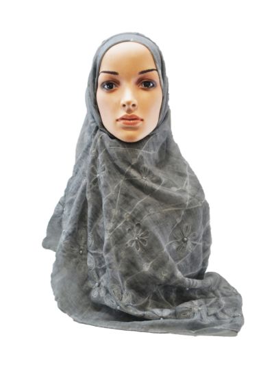 Floral Embroidery With Pearls Hijab