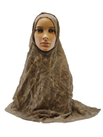 Floral Embroidery With Pearls Hijab