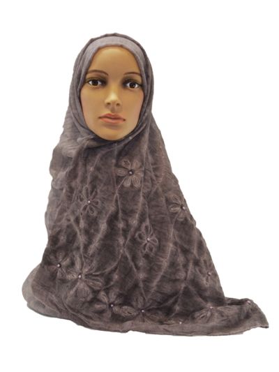 Floral Embroidery With Pearls Hijab