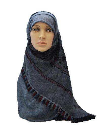 Embroidered Mesh Panel Hijab