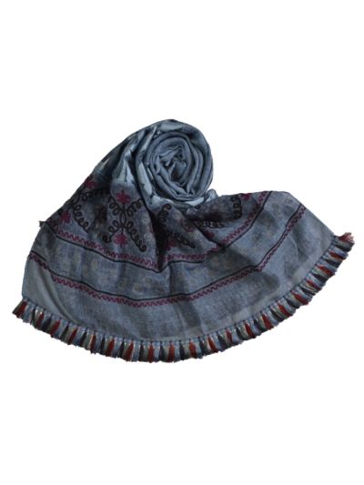Embroidered Mesh Panel Hijab