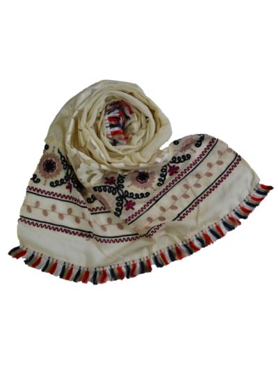 Embroidered Mesh Panel Hijab