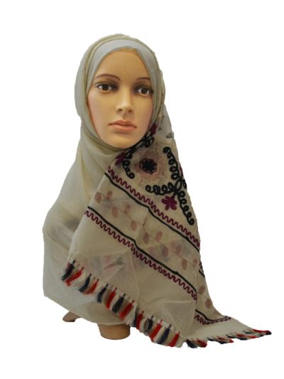 Embroidered Mesh Panel Hijab