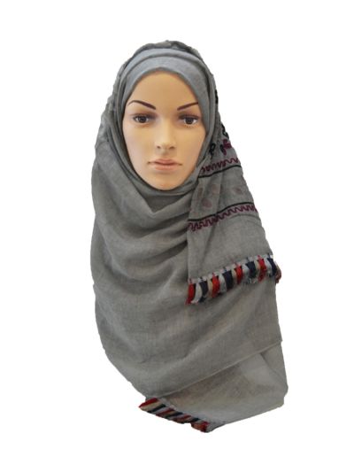 Embroidered Mesh Panel Hijab