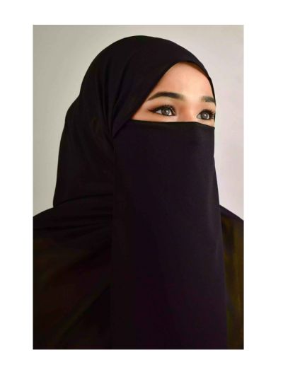 Khadijah Black Georgette Hijab with Hijab Magnets & Matching Naqab