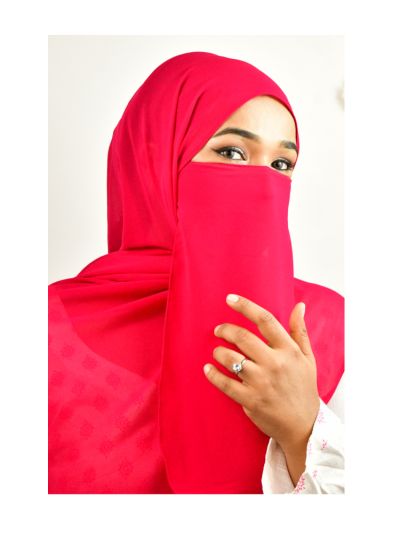 Khadijah Dark Pink Georgette Hijab with Hijab Magnets & Matching Naqab