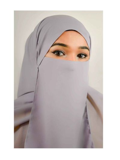 Khadijah Lavender Georgette Hijab with Hijab Magnets & Matching Naqab