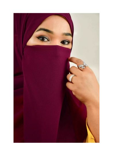 Khadijah Magenta Georgette Hijab with Hijab Magnets & Matching Naqab