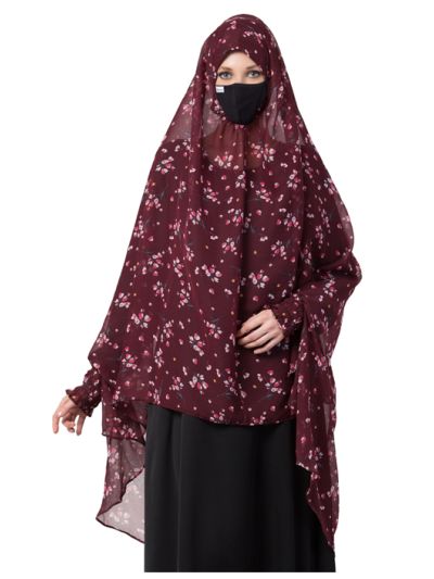Khimar-Ready To Wear Instant Hijab With A Complementary Mask & Under Scarf Cap (3 Pcs Set)