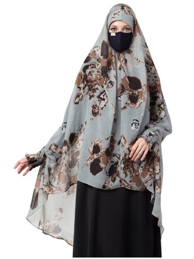 Khimar-Ready To Wear Instant Hijab With A Complementary Mask & Under Scarf Cap (3 Pcs Set)