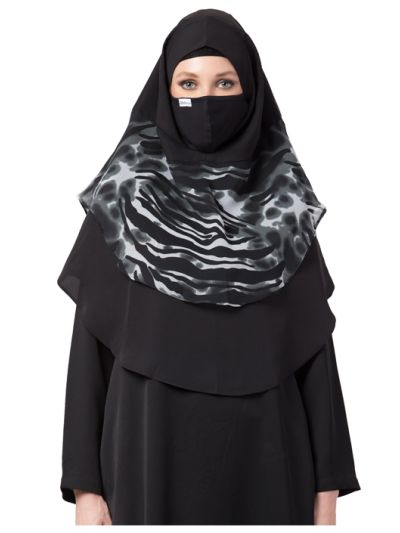 Khimar-Ready To Wear Instant Hijab With A Complementary Mask & Under Scarf Cap (3 Pcs Set)