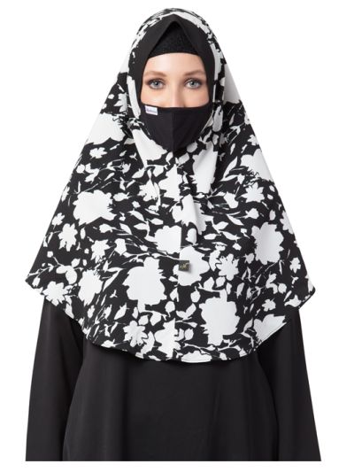 Khimar-Ready To Wear Instant Hijab With A Complementary Mask & Under Scarf Cap (3 Pcs Set)