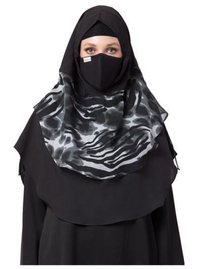 Khimar-Ready To Wear Instant Hijab With A Complementary Mask & Under Scarf Cap (3 Pcs Set)