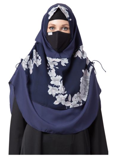 Khimar-Ready To Wear Instant Hijab With A Complementary Mask & Under Scarf Cap (3 Pcs Set)