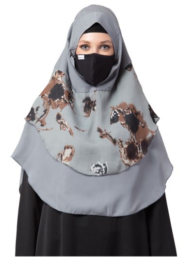 Khimar-Ready To Wear Instant Hijab With A Complementary Mask & Under Scarf Cap (3 Pcs Set)