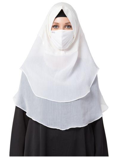 Khimar-Ready To Wear Instant Hijab With A Complementary Mask & Under Scarf Cap (3 Pcs Set)