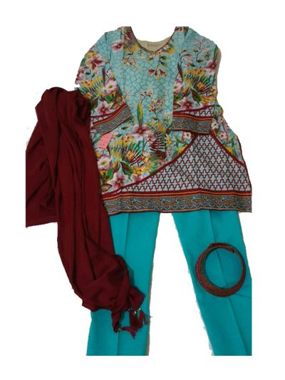 Blue Riwaj Lawn Kurta set with Cotton Pants