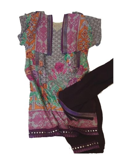 Riwaj Lawn Pleated Kurta & Cigarette Pants
