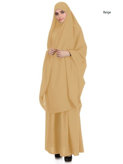 Jilbab/Khimar & Skirt Set (Beige)