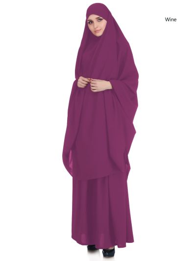 Jilbab/Khimar & Skirt Set (Wine)