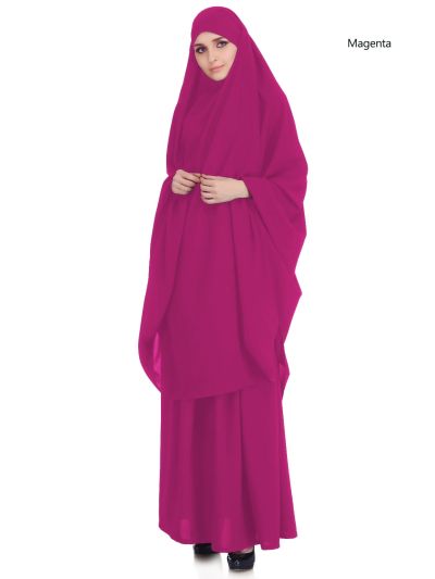 Jilbab/Khimar & Skirt Set (Magenta)
