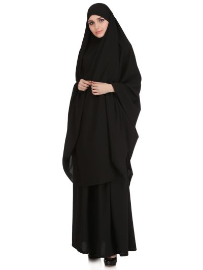 Jilbab/Khimar & Skirt Set (Black)