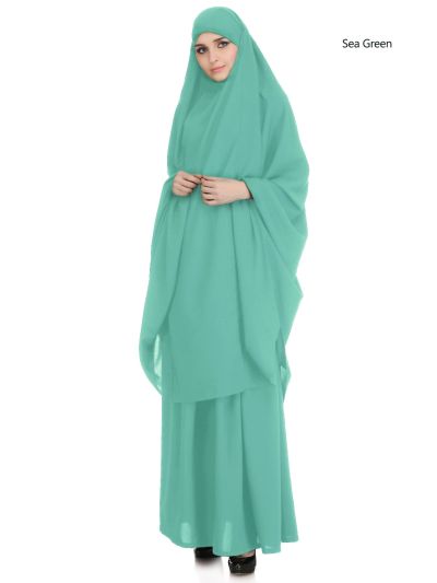 Jilbab/Khimar & Skirt Set (Sea Green)