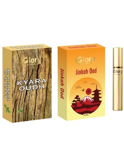 iGlory Combo Kyara & Jinkoh Oudh Roll On Attar for Men & Women (10 ml)