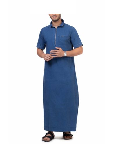 Lido Half Sleeve Denim Thobe for Men